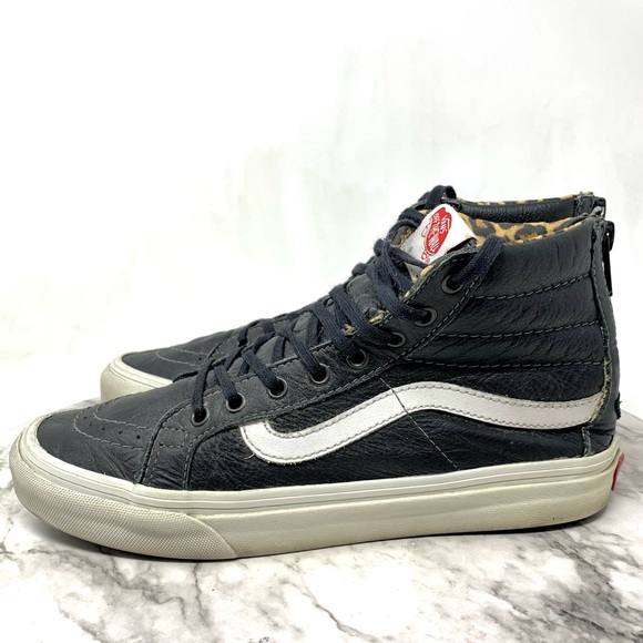 Vans Sk8-Hi Black Leather Lace Up High-Top Sneakers 7.5 Grunge Whimsigoth Skater - Picture 3 of 16